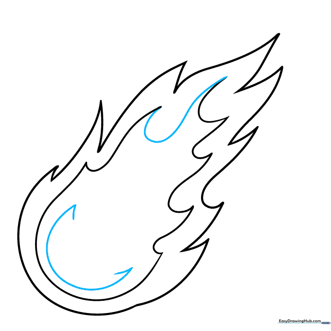 Drawing a third, innermost flame layer to define the center of the fireball.