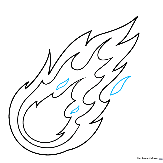 Adding small, detached flame wisps around the main fireball to show motion.