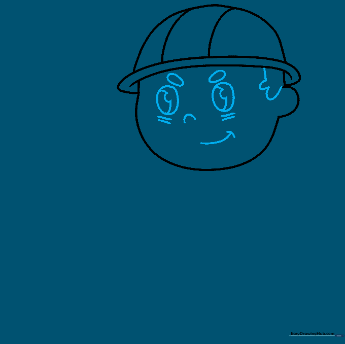 Adding eyes, nose, and mouth to the firefighter's face.