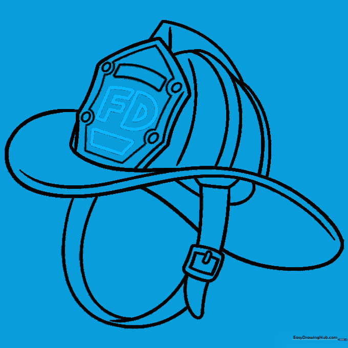 Adding 'FD' lettering to the badge to finalize the firefighter emblem.