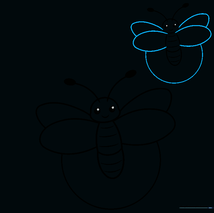 Second firefly complete with wings and glowing tail.