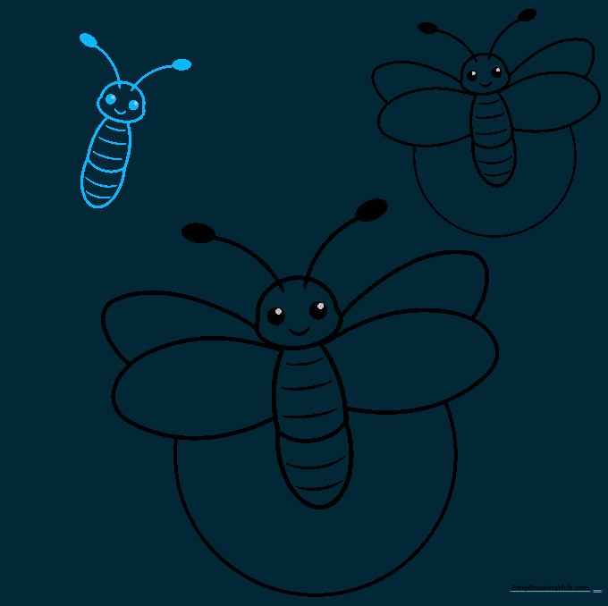 A third firefly being added to the composition.