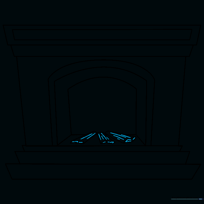 Adding bark texture lines to the logs inside the fireplace.