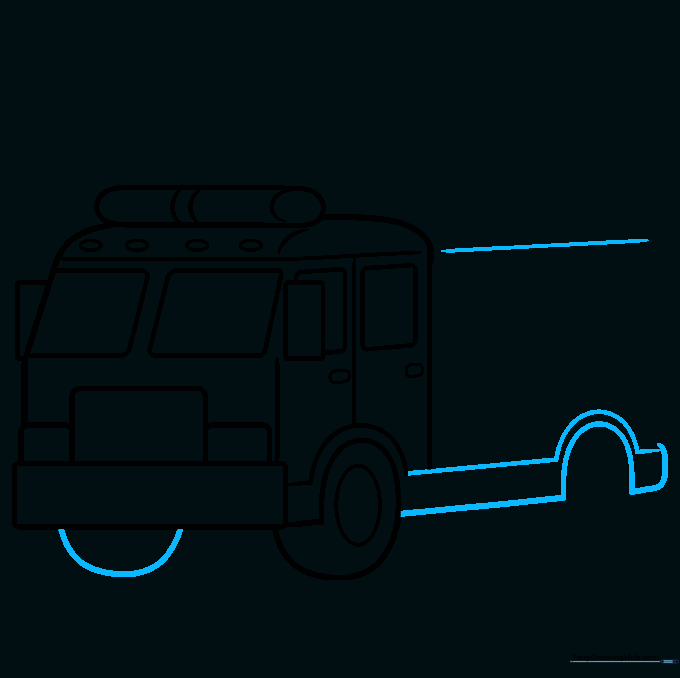 Outlining the truck body and adding the rear wheel well.