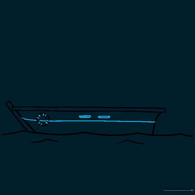 Adding striped details to the life ring and structural lines to the boat hull.