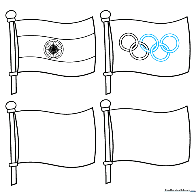 Five interlocking rings completed on the second flag.