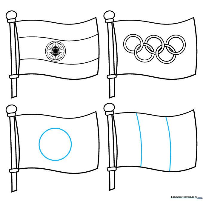 The third flag features a central circle, and the fourth flag has vertical stripes.