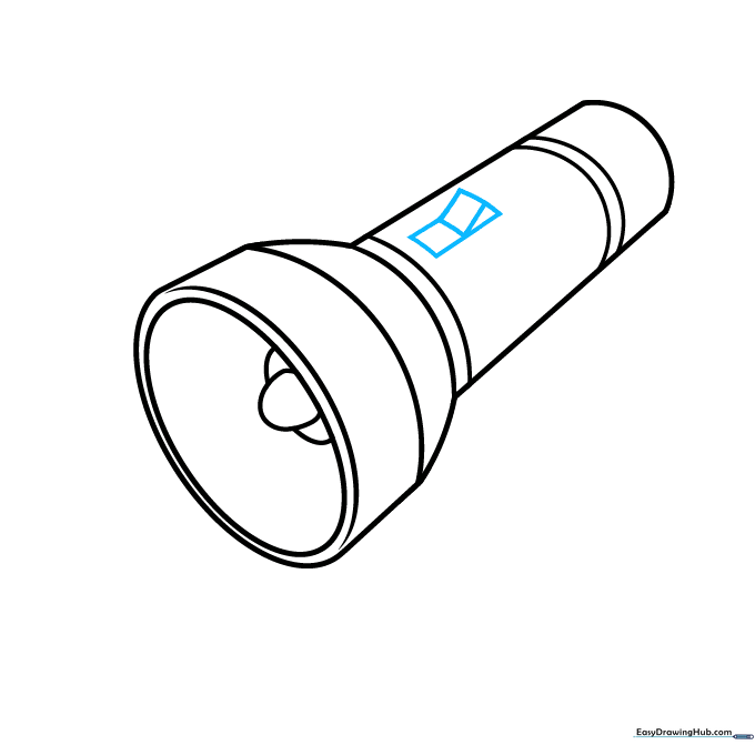 Adding the rectangular power switch to the side of the flashlight handle.