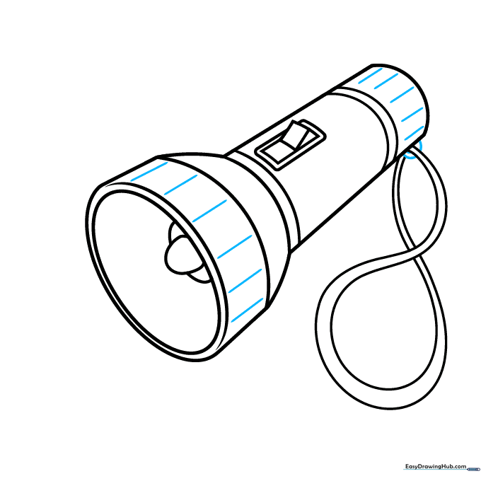 Adding final texture lines to the flashlight ends and lanyard attachment.