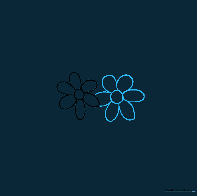 Two simple flower sketches positioned side-by-side on the page.