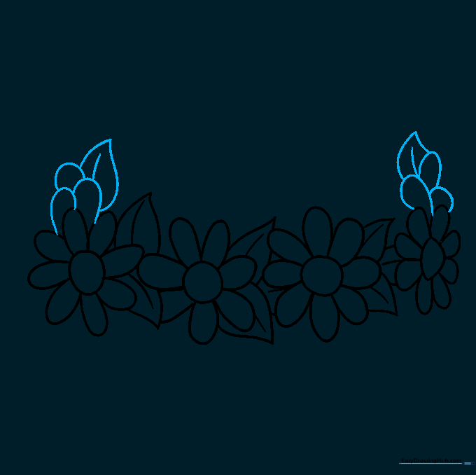 Adding extra foliage and partial flower petals to the ends of the crown.