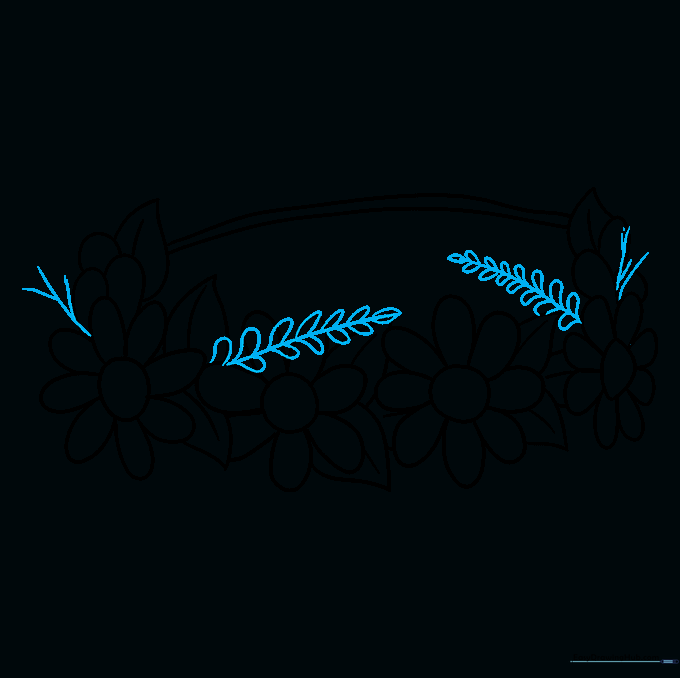 Adding delicate fern fronds and twigs to the crown for added texture.
