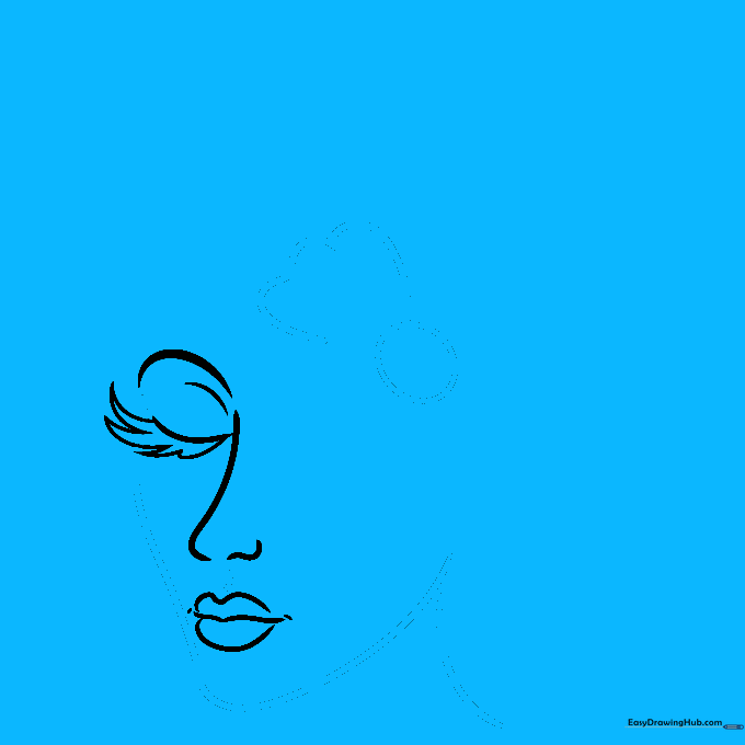 Outline of a face shape with a circular center and scalloped petal edges.