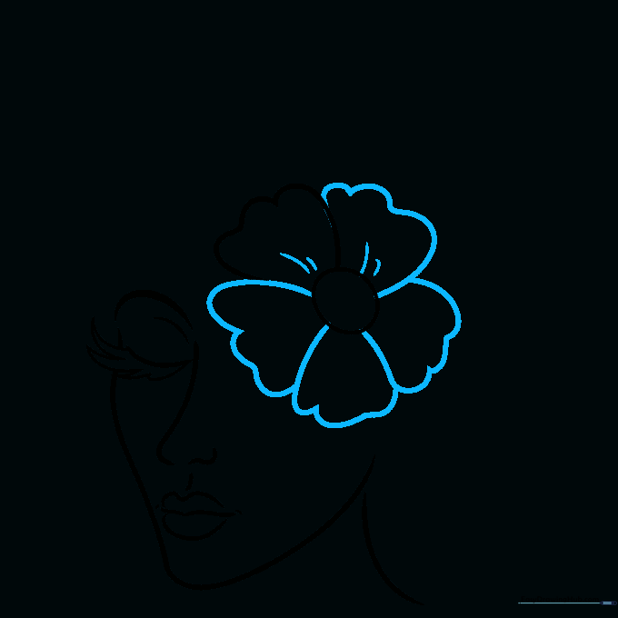 Drawing showing the addition of multiple cartoon petals around the flower face.