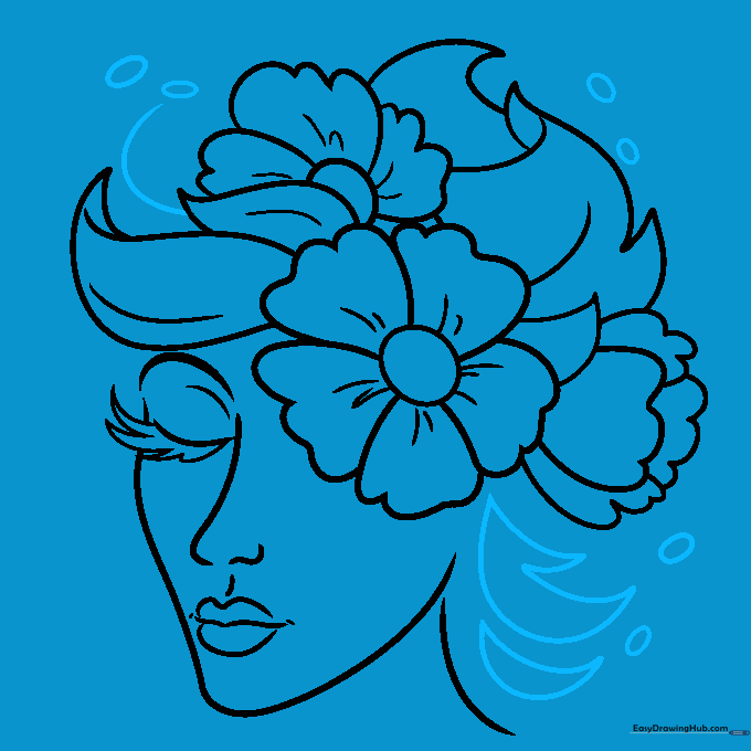 Finalizing the outline with decorative shapes and neck details.