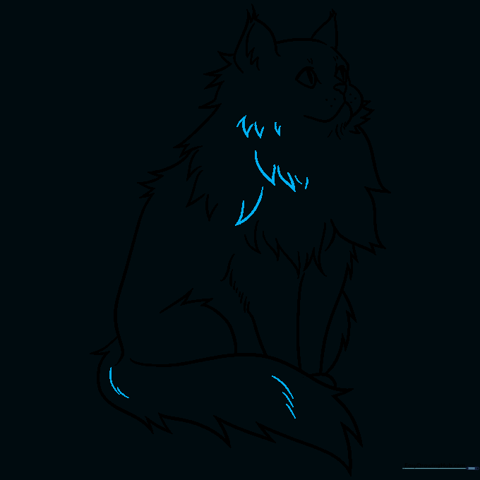 Adding V-shaped texture lines to the cat's body to represent fur.