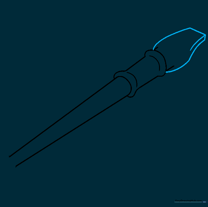 The mouthpiece of the flute being sketched with clean, defined lines.