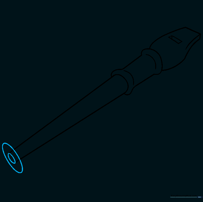 Drawing the bottom foot joint of the flute using overlapping ovals.