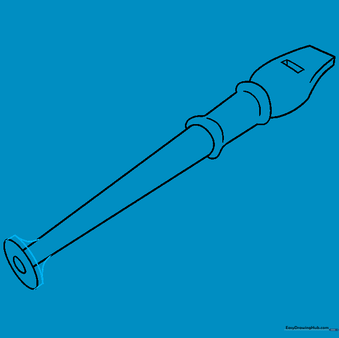 Connecting the foot joint to the main body of the flute with curved lines.
