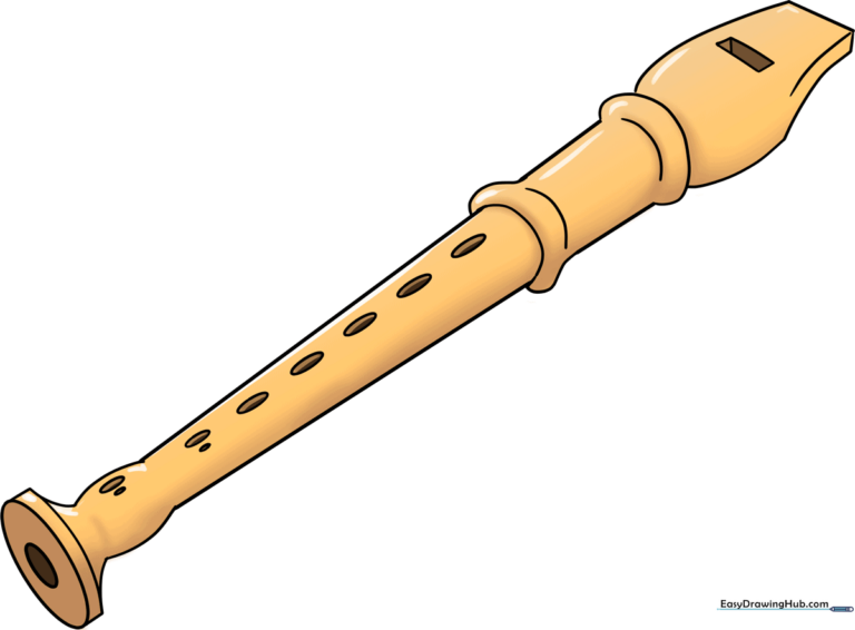 A colorful, finished illustration of a flute, perfect for music-themed art projects.