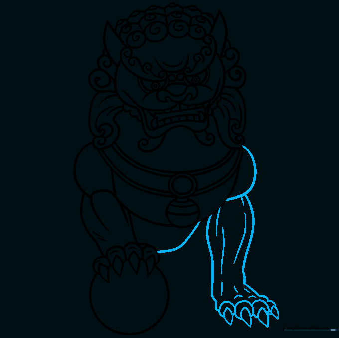 Adding leg definition and texture lines to the Foo Dog's front leg.