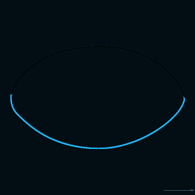 The completed outline of a football shape.