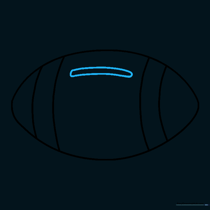 A small elongated oval shape in the center of the football.