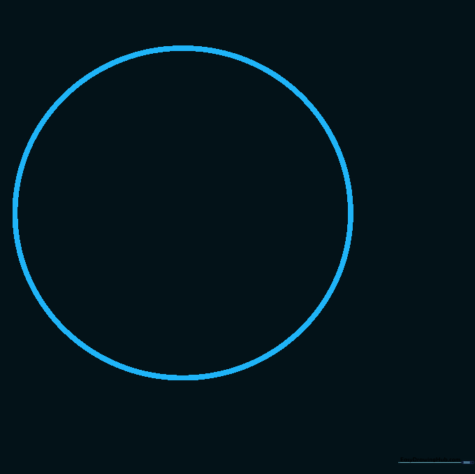 A light pencil sketch of a circle used as a guide for drawing a football helmet.