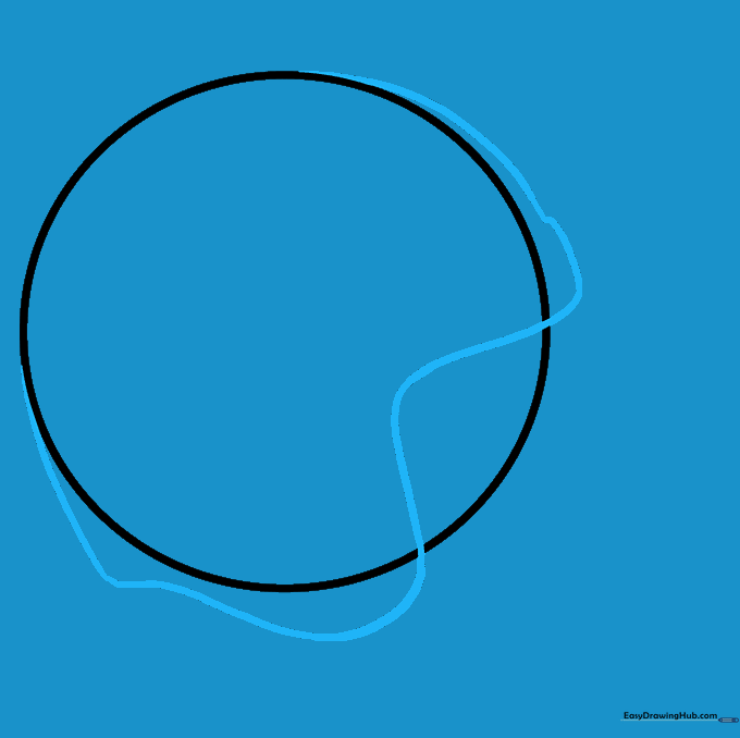 Adding a curved line to the circle to create the silhouette of a football helmet.