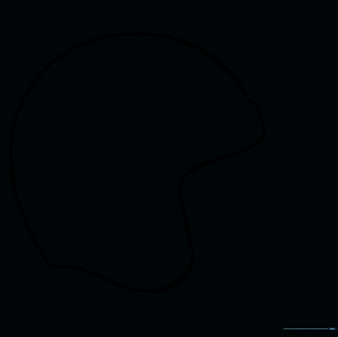 The helmet outline after erasing the initial circular guide lines.