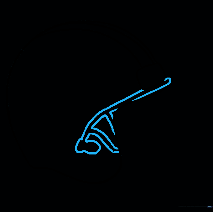 Drawing the initial curved bars of the football helmet face mask.