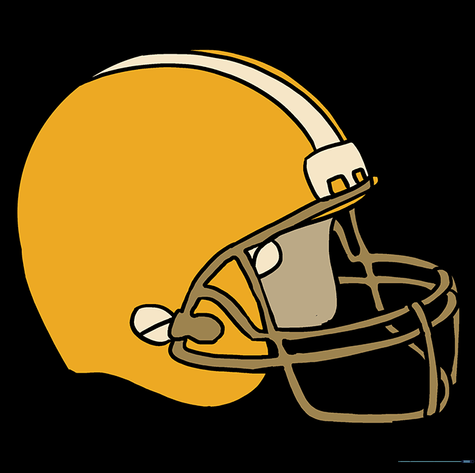 A fully colored and finished football helmet drawing.