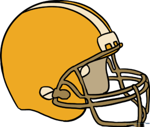 A vibrant, finished illustration of a football helmet, showcasing the final result of the tutorial.
