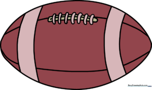 A finished, colored illustration of a classic American football.