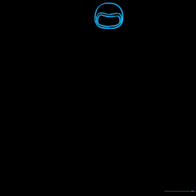 Sketching the basic rounded rectangle shape for a football helmet