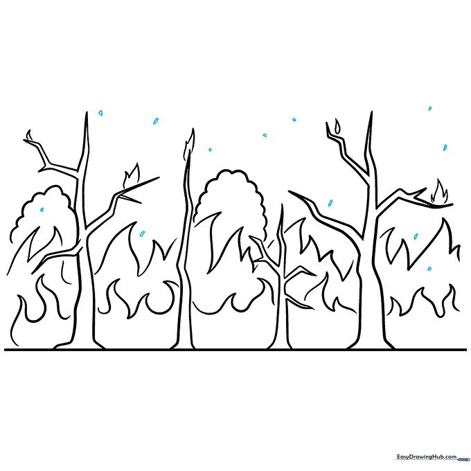 Adding small dots around the fire to represent flying sparks.