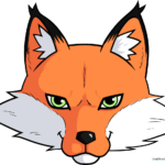 A vibrant, finished cartoon fox face illustration.