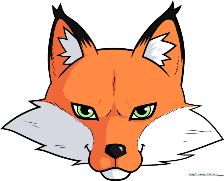 A vibrant, finished cartoon fox face illustration.
