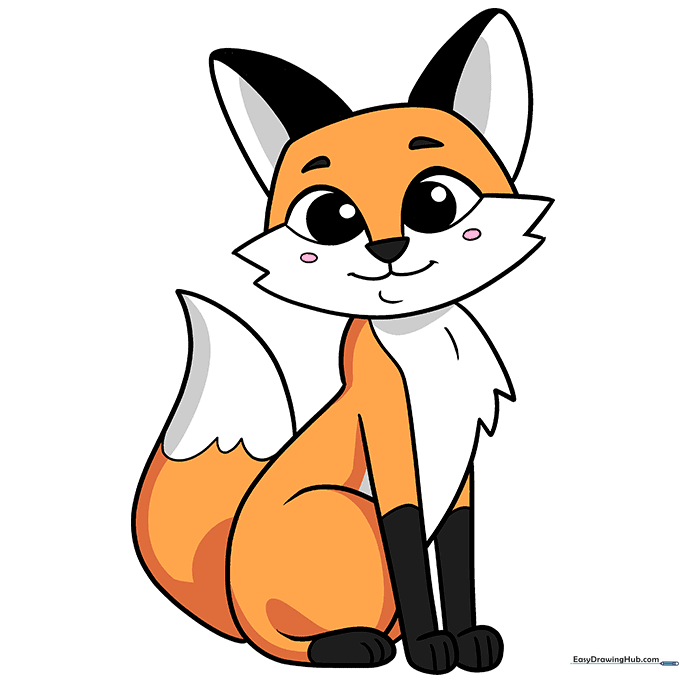 Final colored cartoon fox illustration