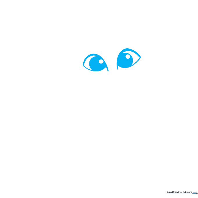 Close-up of two cartoon fox eyes with pupils and shading