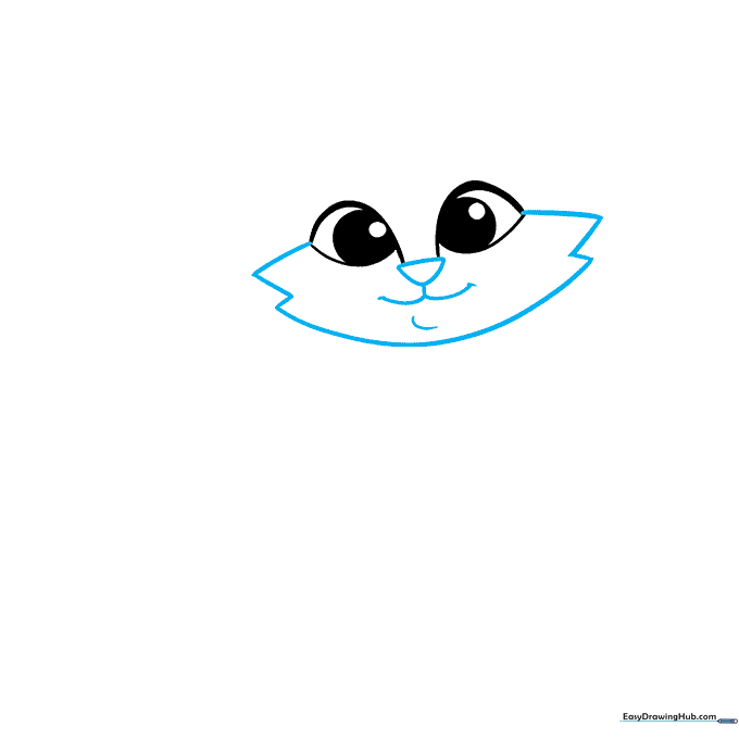 Drawing the fox's face outline with zigzag fur and nose