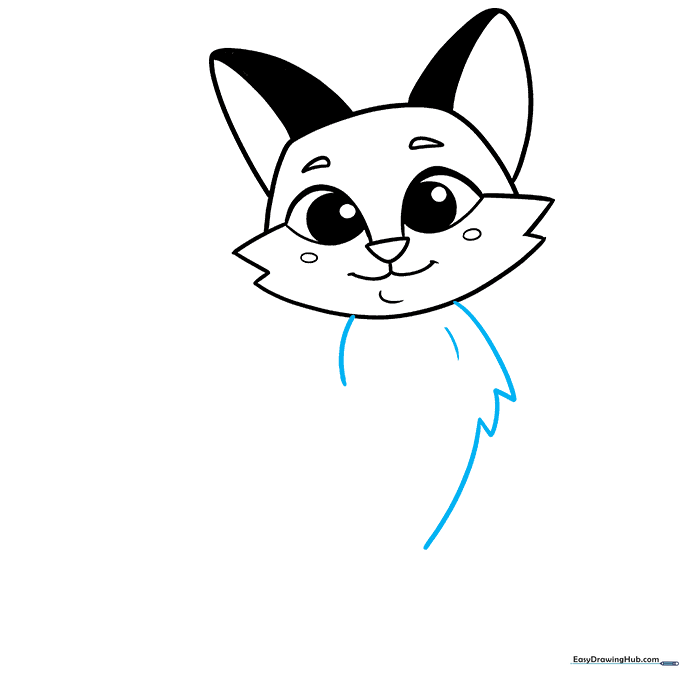 Drawing the fluffy chest fur of the fox
