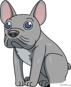 A colorful, friendly French Bulldog illustration, perfect for kids' art projects.