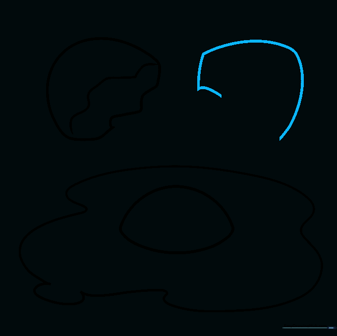 Pencil sketch showing the outline of a second, separate piece of eggshell.