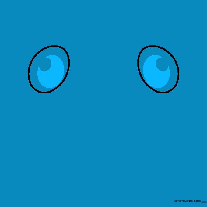 Detailed frog eyes with pupils and highlights added inside the initial ovals.