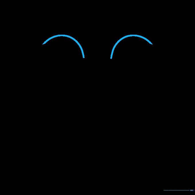 Curved lines drawn over the top of the frog eyes to define the eye sockets.