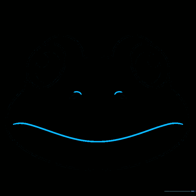 Adding the smiling mouth line and small brow details above the nostrils.