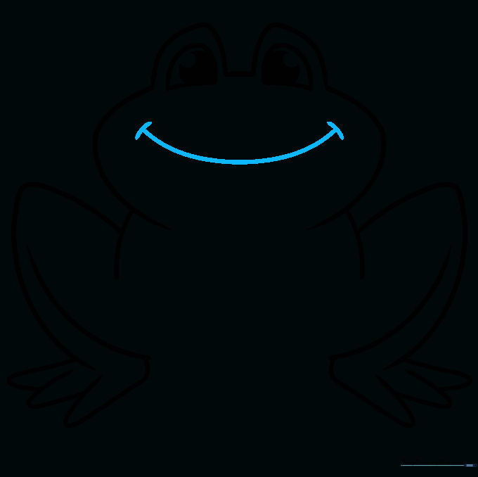 Drawing showing a large, happy smile added to the frog's face.