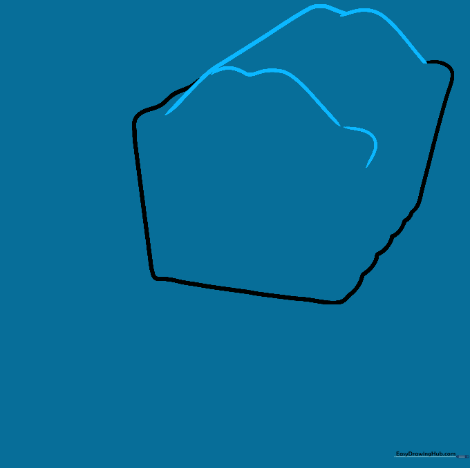 Adding M-shaped curved lines to the top of the fruitcake sketch.
