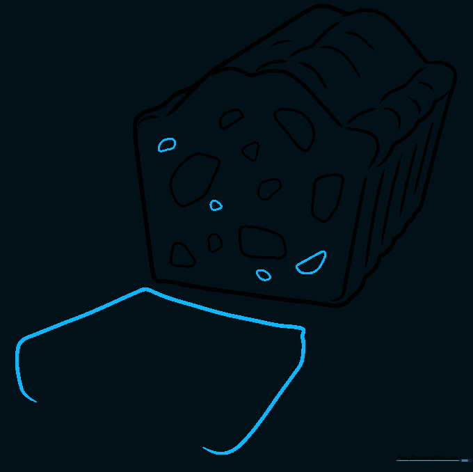 Sketching a separate slice of fruitcake next to the main loaf.